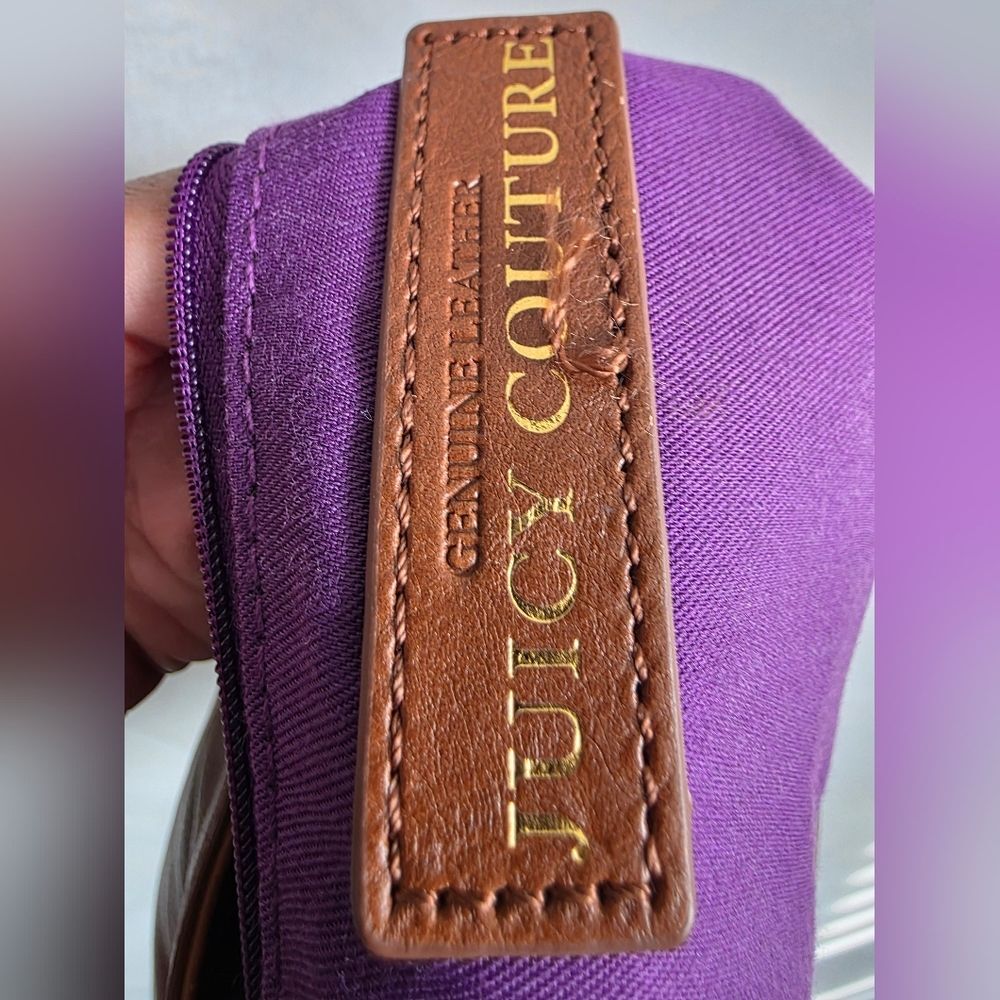 Vintage Juicy Couture Leather Tan Gold Side Studded Hobo Shoulder Handbag Purse - Picture 14 of 16